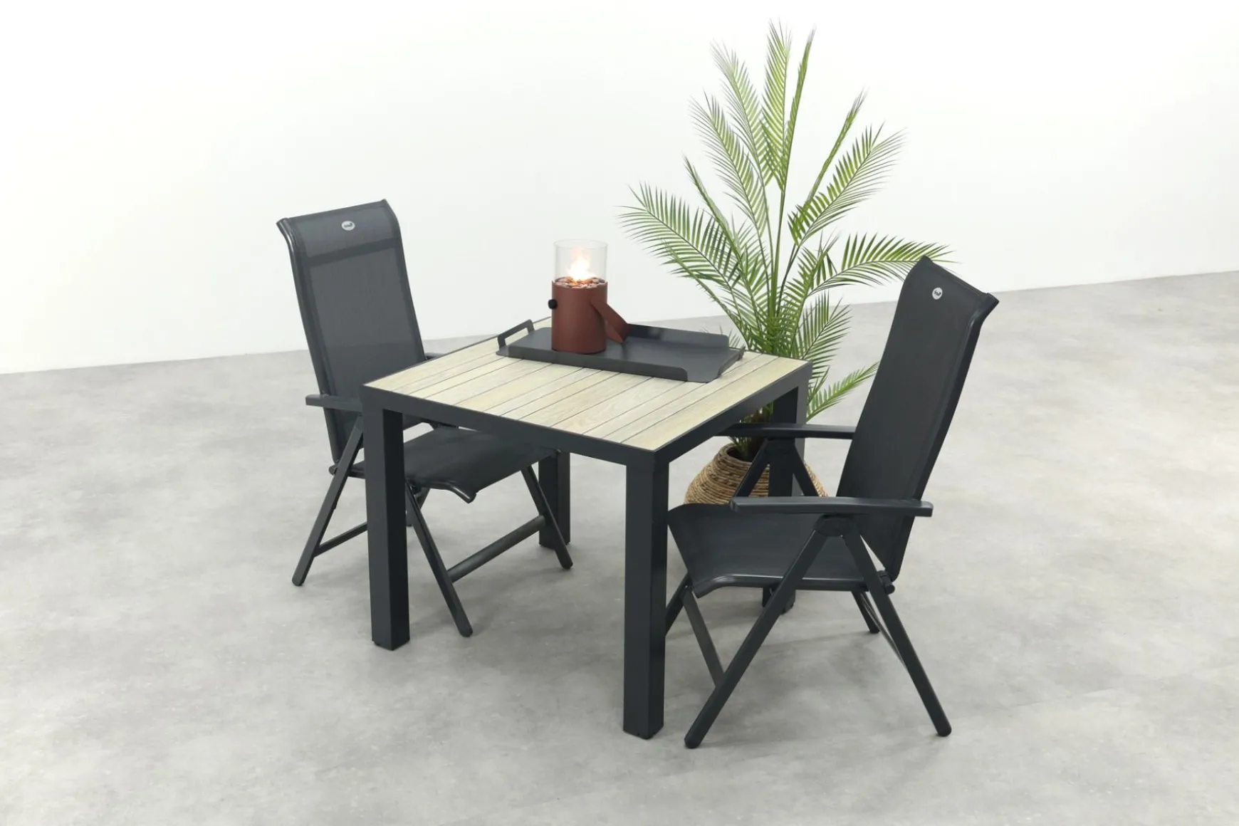 Hartman Milaan/Nola verstelbare tuinset 90x90 cm. - Antraciet/Houtlook