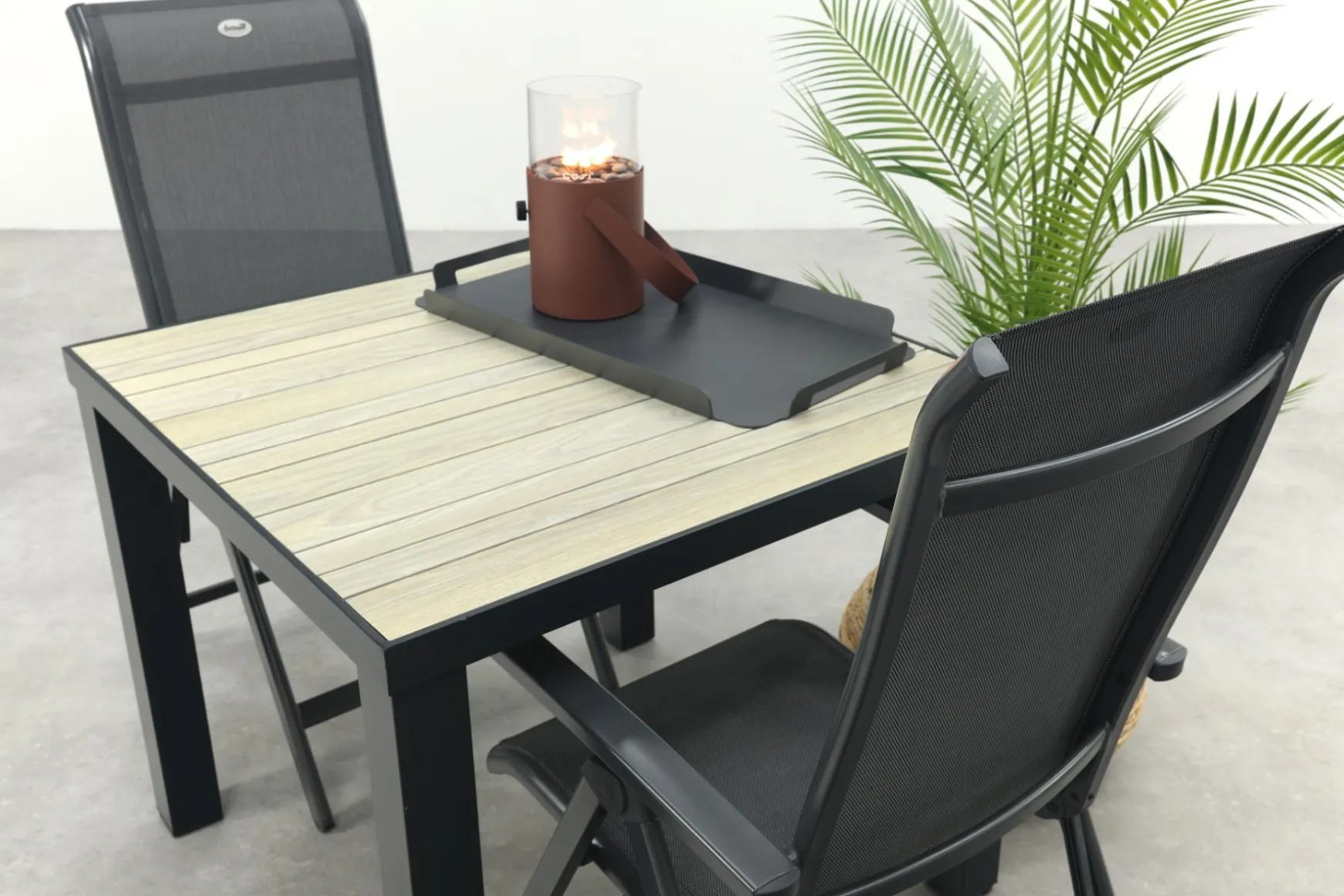 Hartman Milaan/Nola verstelbare tuinset 90x90 cm. - Antraciet/Houtlook