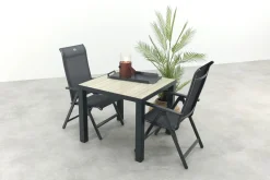 Hartman Milaan/Nola verstelbare tuinset 90x90 cm. - Antraciet/Houtlook