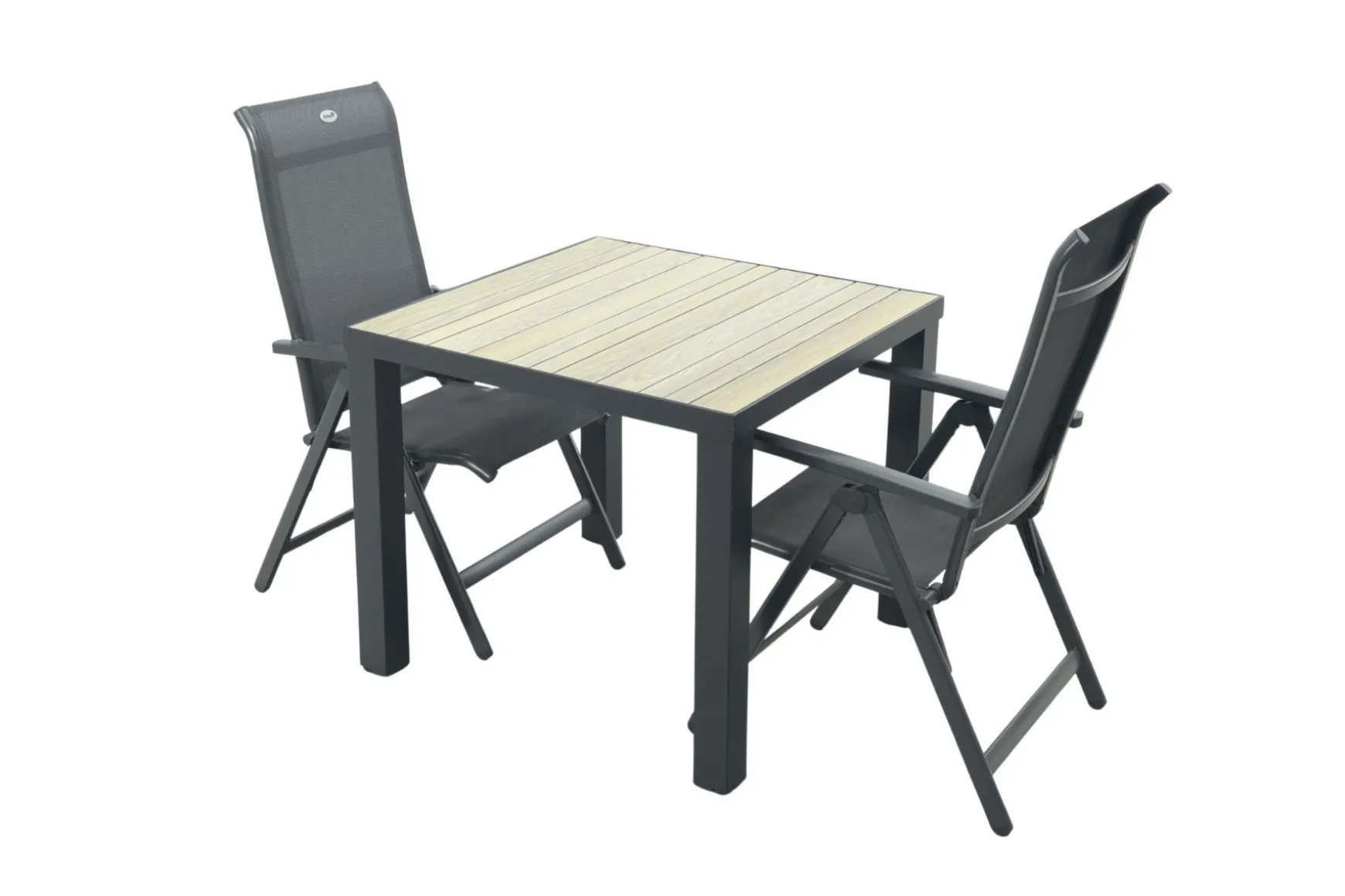 Hartman Milaan/Nola verstelbare tuinset 90x90 cm. - Antraciet/Houtlook