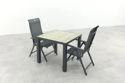 Hartman Milaan/Nola verstelbare tuinset 90x90 cm. - Antraciet/Houtlook