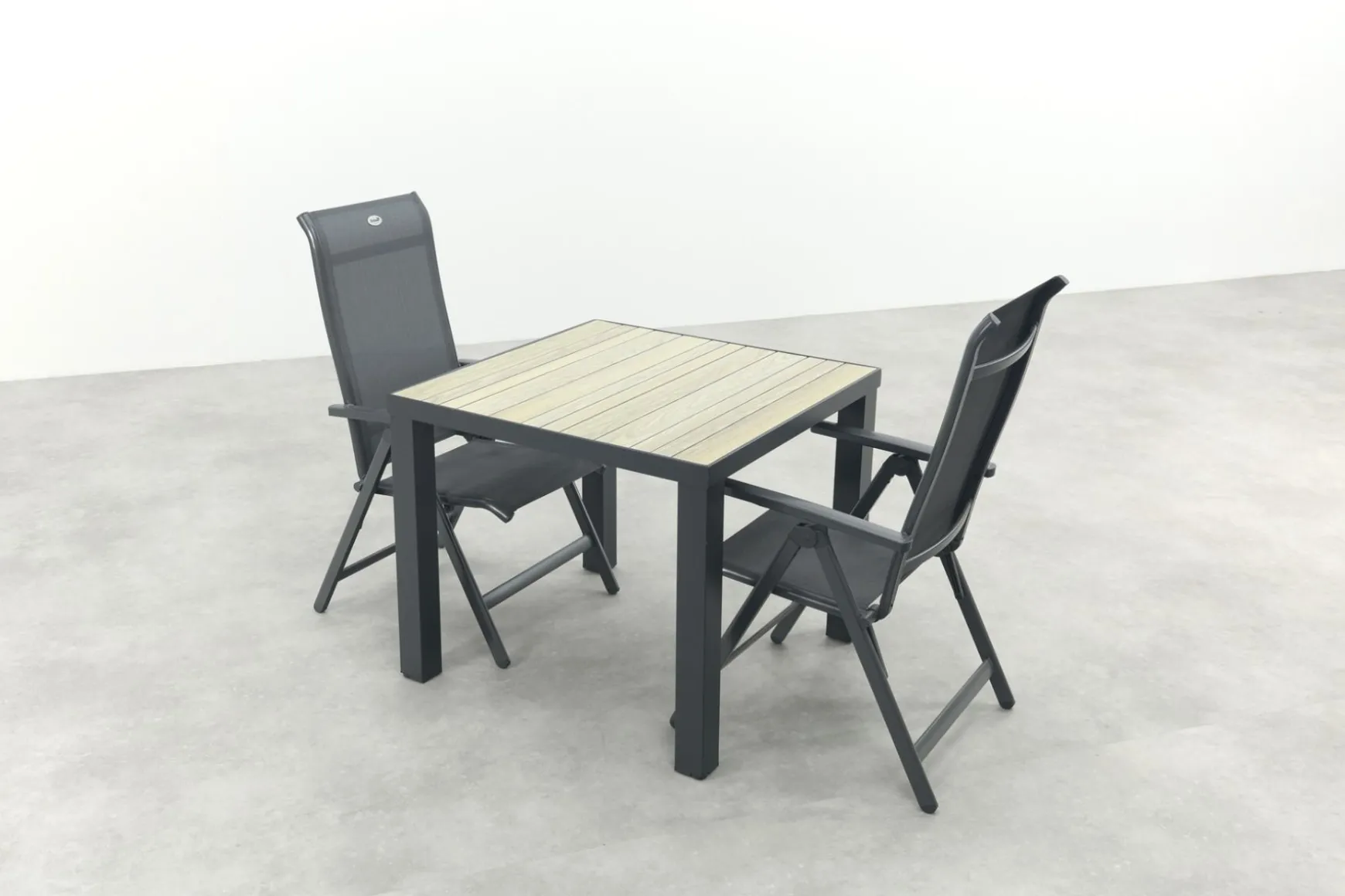 Hartman Milaan/Nola verstelbare tuinset 90x90 cm. - Antraciet/Houtlook