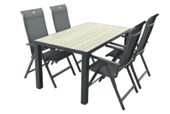 Hartman Milaan/Nola verstelbare tuinset 160x90 cm. - Antraciet/Houtlook
