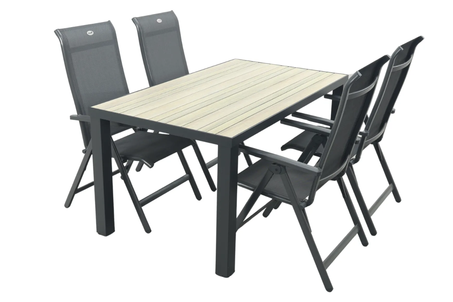 Hartman Milaan/Nola verstelbare tuinset 160x90 cm. - Antraciet/Houtlook