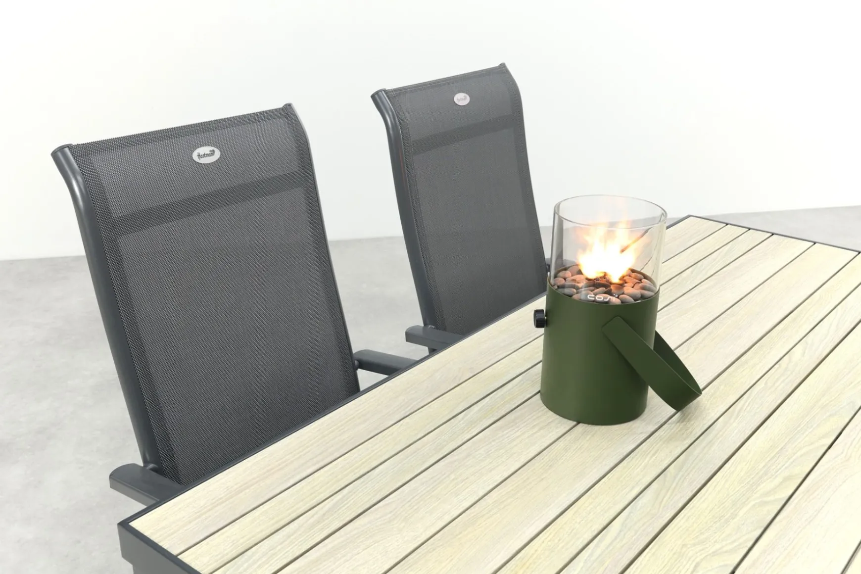 Hartman Milaan/Nola verstelbare tuinset 160x90 cm. - Antraciet/Houtlook