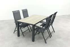 Hartman Milaan/Nola verstelbare tuinset 160x90 cm. - Antraciet/Houtlook