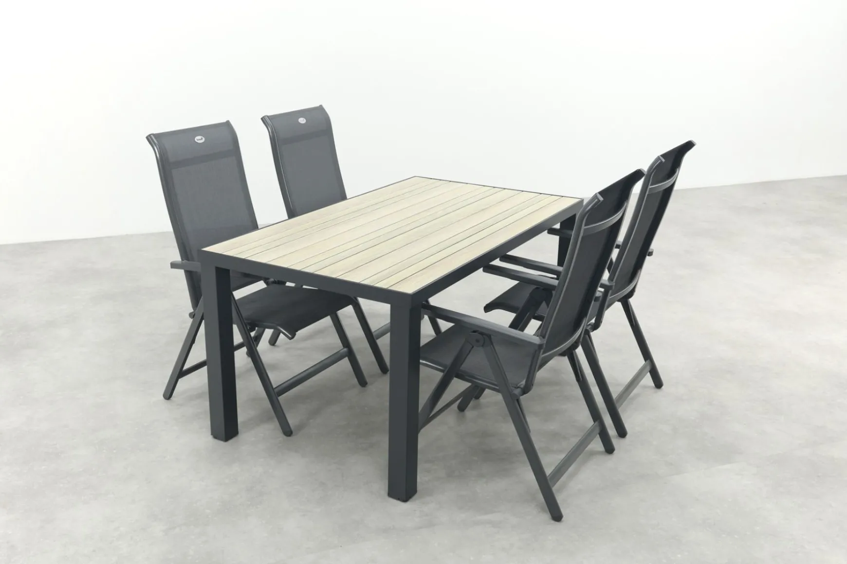 Hartman Milaan/Nola verstelbare tuinset 160x90 cm. - Antraciet/Houtlook