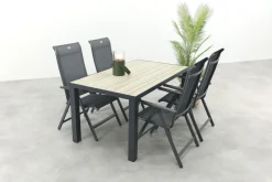 Hartman Milaan/Nola verstelbare tuinset 160x90 cm. - Antraciet/Houtlook