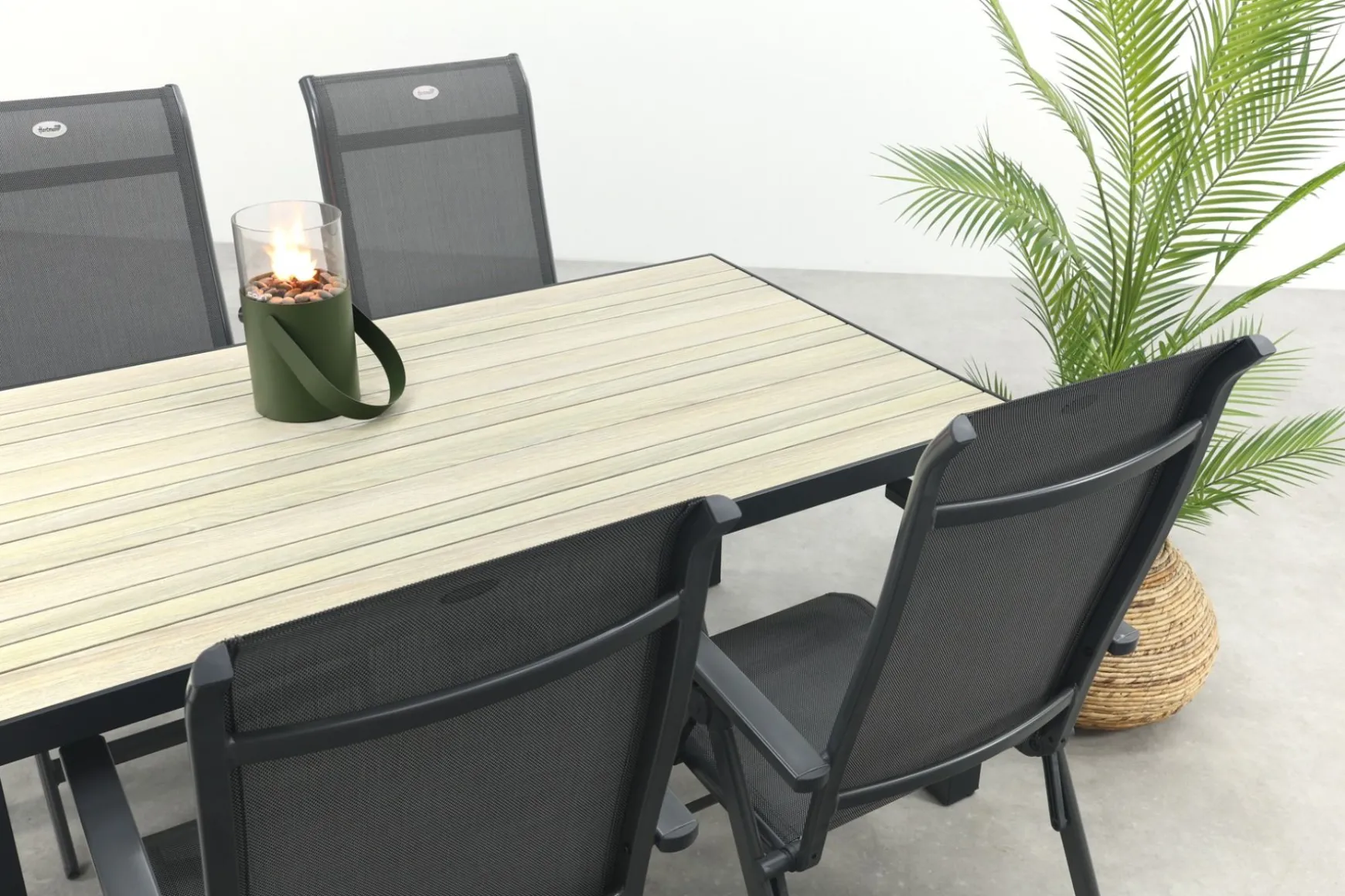 Hartman Milaan/Nola verstelbare tuinset 160x90 cm. - Antraciet/Houtlook