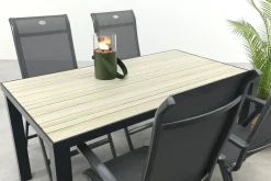 Hartman Milaan/Nola verstelbare tuinset 160x90 cm. - Antraciet/Houtlook
