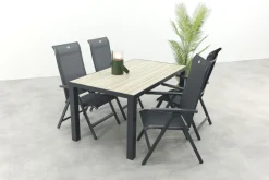 Hartman Milaan/Nola verstelbare tuinset 160x90 cm. - Antraciet/Houtlook