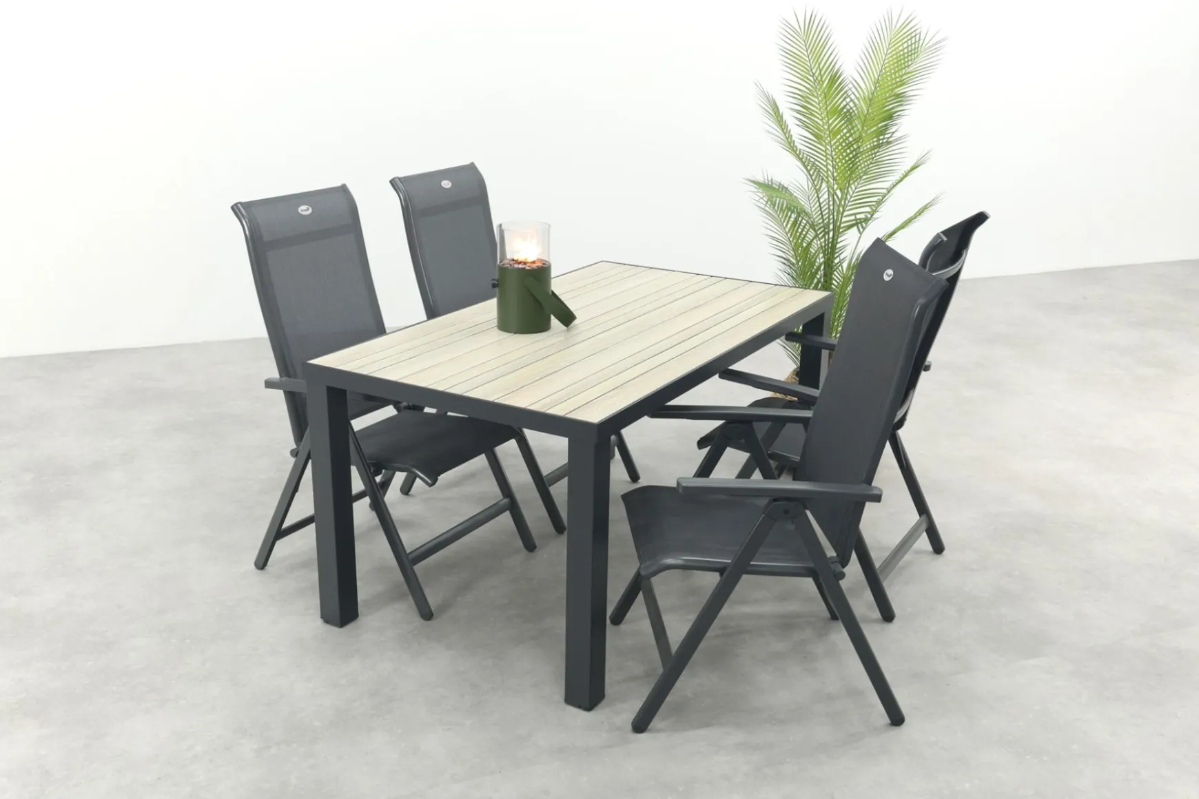 Hartman Milaan/Nola verstelbare tuinset 160x90 cm. - Antraciet/Houtlook