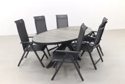 Hartman Milaan/Silva houtlook 240x115 cm. ovale tuinset - 7-delig