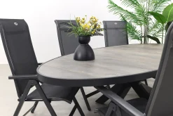 Hartman Milaan/Silva houtlook 240x115 cm. ovale tuinset - 7-delig
