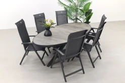 Hartman Milaan/Silva houtlook 240x115 cm. ovale tuinset - 7-delig