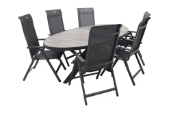 Hartman Milaan/Silva houtlook 240x115 cm. ovale tuinset - 7-delig