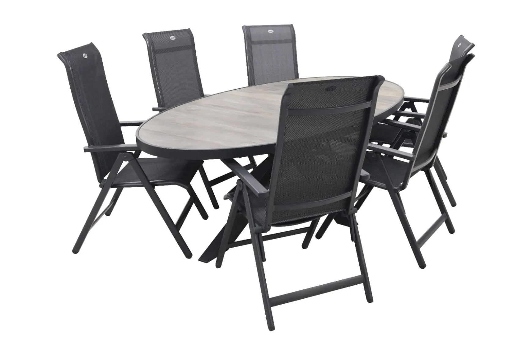 Hartman Milaan/Silva houtlook 240x115 cm. ovale tuinset - 7-delig