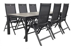 Hartman Napoli/Kings verstelbare tuinset antraciet - 220x100 cm. - Keramiek tafelblad