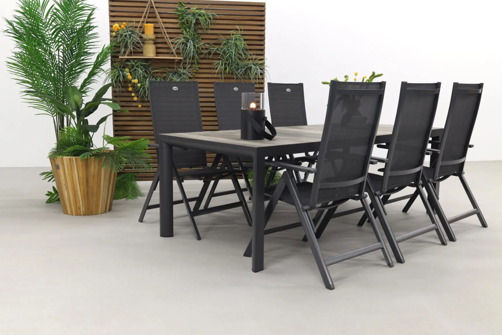 Hartman Napoli/Kings verstelbare tuinset antraciet - 220x100 cm. - Keramiek tafelblad