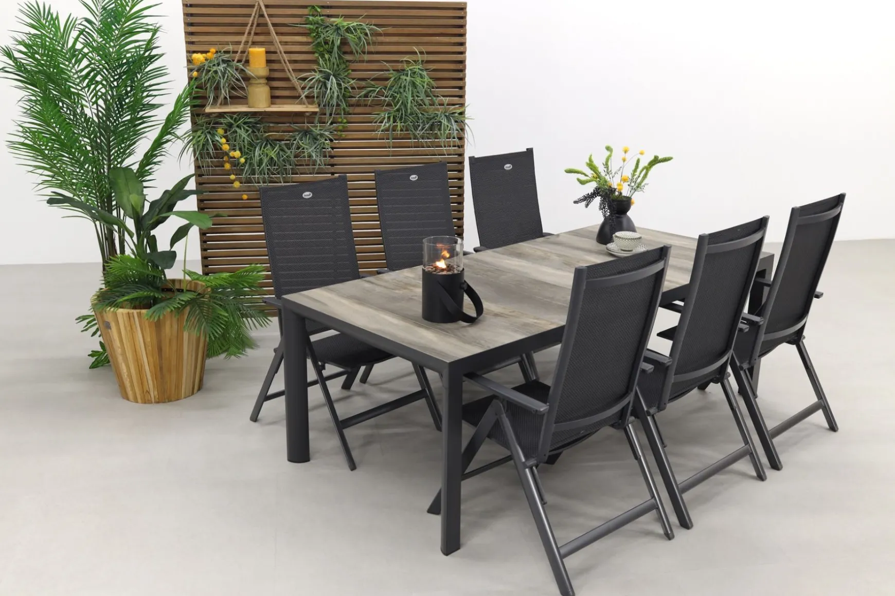 Hartman Napoli/Kings verstelbare tuinset antraciet - 220x100 cm. - Keramiek tafelblad
