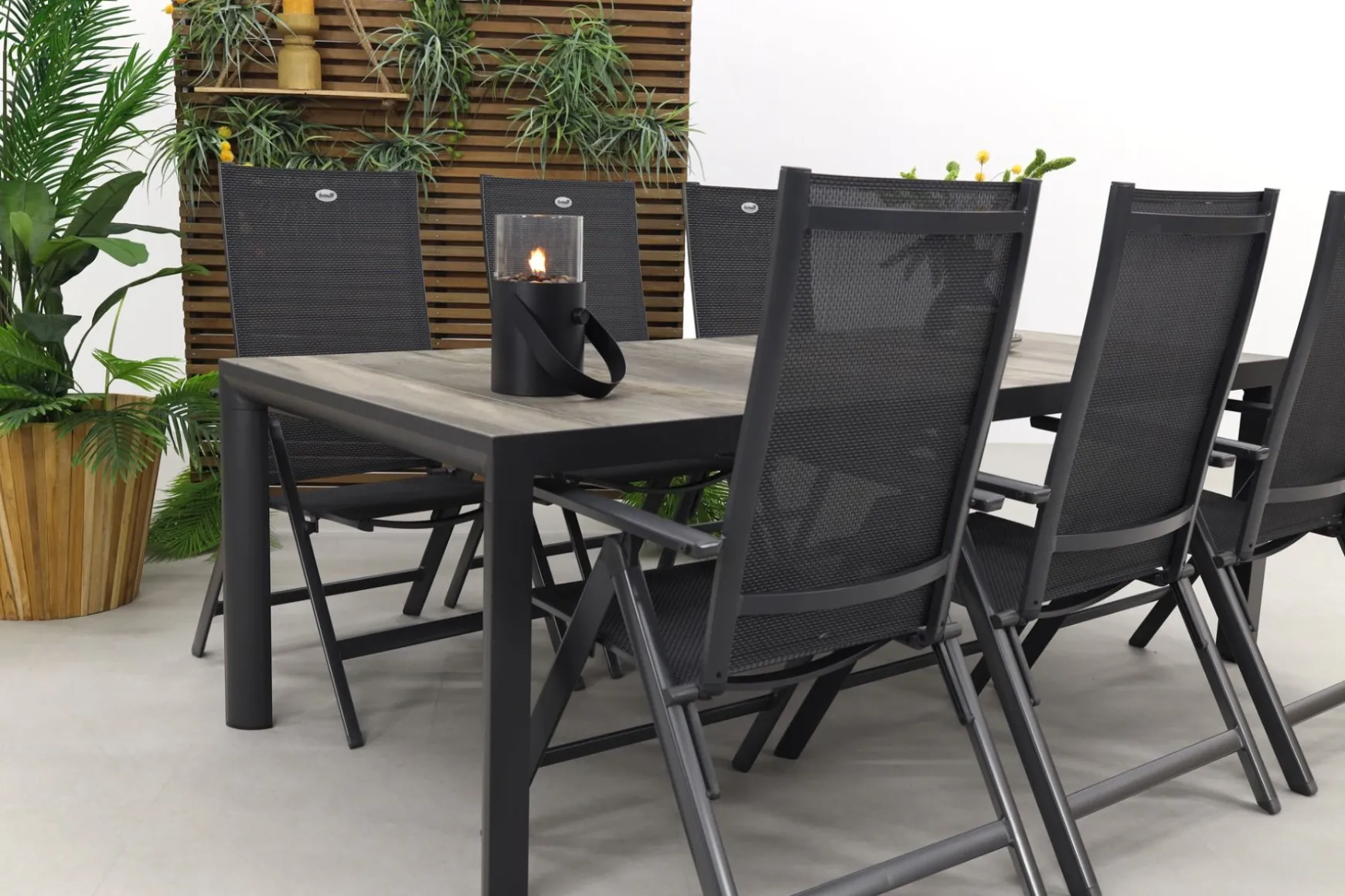 Hartman Napoli/Kings verstelbare tuinset antraciet - 220x100 cm. - Keramiek tafelblad