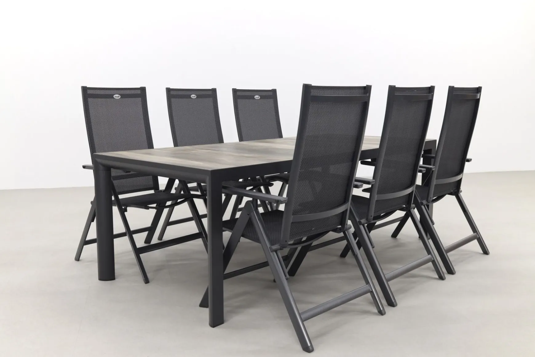 Hartman Napoli/Kings verstelbare tuinset antraciet - 220x100 cm. - Keramiek tafelblad