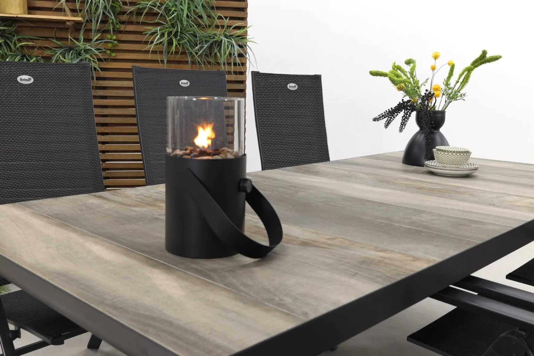 Hartman Napoli/Kings verstelbare tuinset antraciet - 220x100 cm. - Keramiek tafelblad