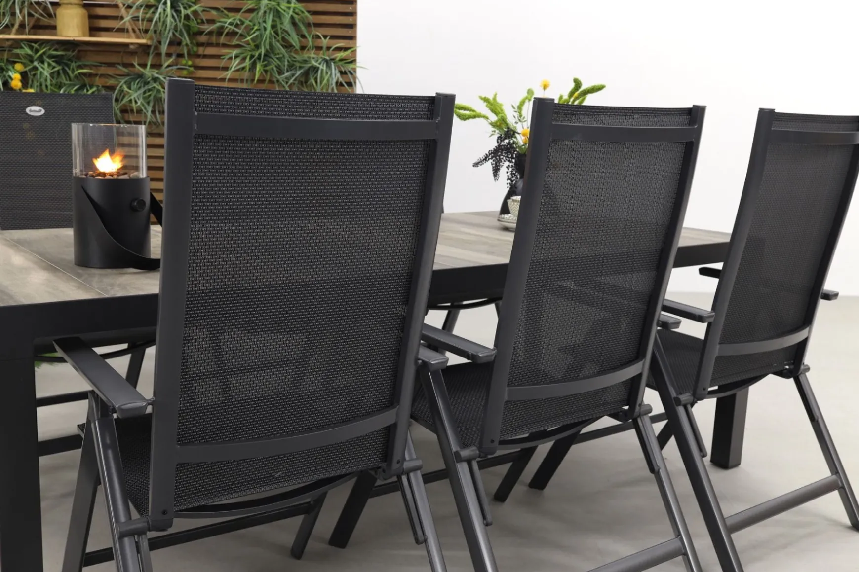 Hartman Napoli/Kings verstelbare tuinset antraciet - 220x100 cm. - Keramiek tafelblad