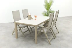 Hartman Napoli/Kings verstelbare 4-persoons tuinset 180x100 cm. - Latte