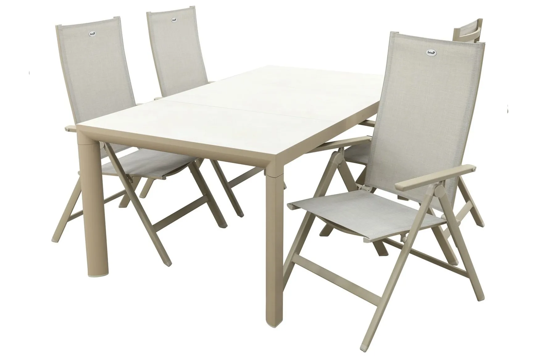Hartman Napoli/Kings verstelbare 4-persoons tuinset 180x100 cm. - Latte
