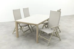 Hartman Napoli/Kings verstelbare 4-persoons tuinset 180x100 cm. - Latte