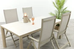 Hartman Napoli/Kings verstelbare 4-persoons tuinset 180x100 cm. - Latte
