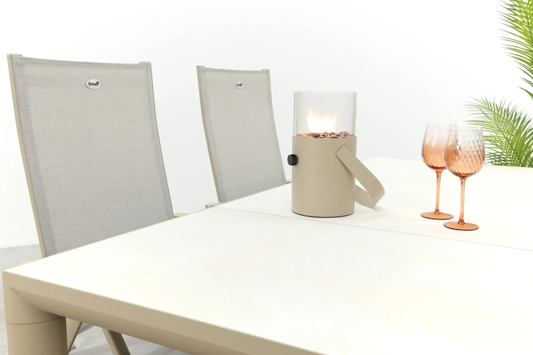 Hartman Napoli/Kings verstelbare 4-persoons tuinset 180x100 cm. - Latte