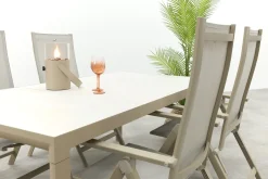 Hartman Napoli/Kings verstelbare 4-persoons tuinset 180x100 cm. - Latte