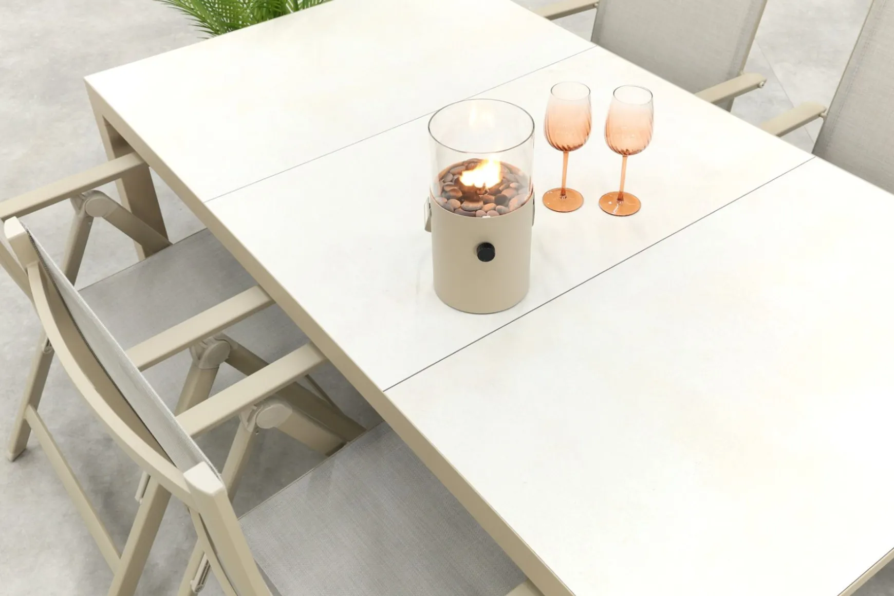 Hartman Napoli/Kings verstelbare 4-persoons tuinset 180x100 cm. - Latte