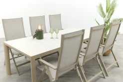Hartman Napoli/Kings verstelbare tuinset voor 6 personen 220x100 cm. - Latte