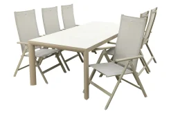 Hartman Napoli/Kings verstelbare tuinset voor 6 personen 220x100 cm. - Latte