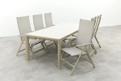 Hartman Napoli/Kings verstelbare tuinset voor 6 personen 220x100 cm. - Latte