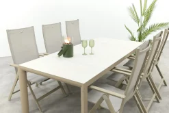 Hartman Napoli/Kings verstelbare tuinset voor 6 personen 220x100 cm. - Latte