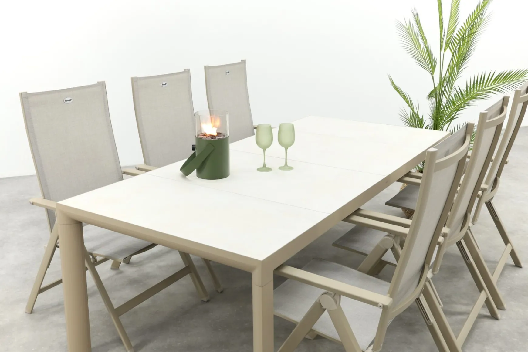 Hartman Napoli/Kings verstelbare tuinset voor 6 personen 220x100 cm. - Latte