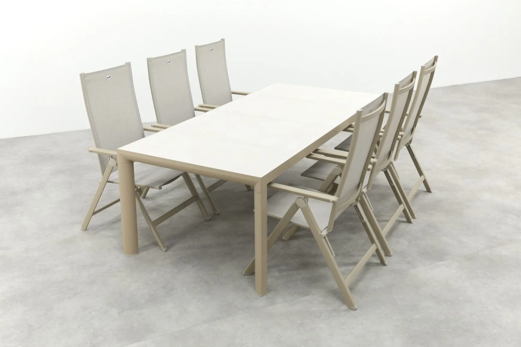 Hartman Napoli/Kings verstelbare tuinset voor 6 personen 220x100 cm. - Latte