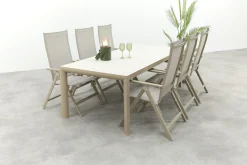 Hartman Napoli/Kings verstelbare tuinset voor 6 personen 220x100 cm. - Latte