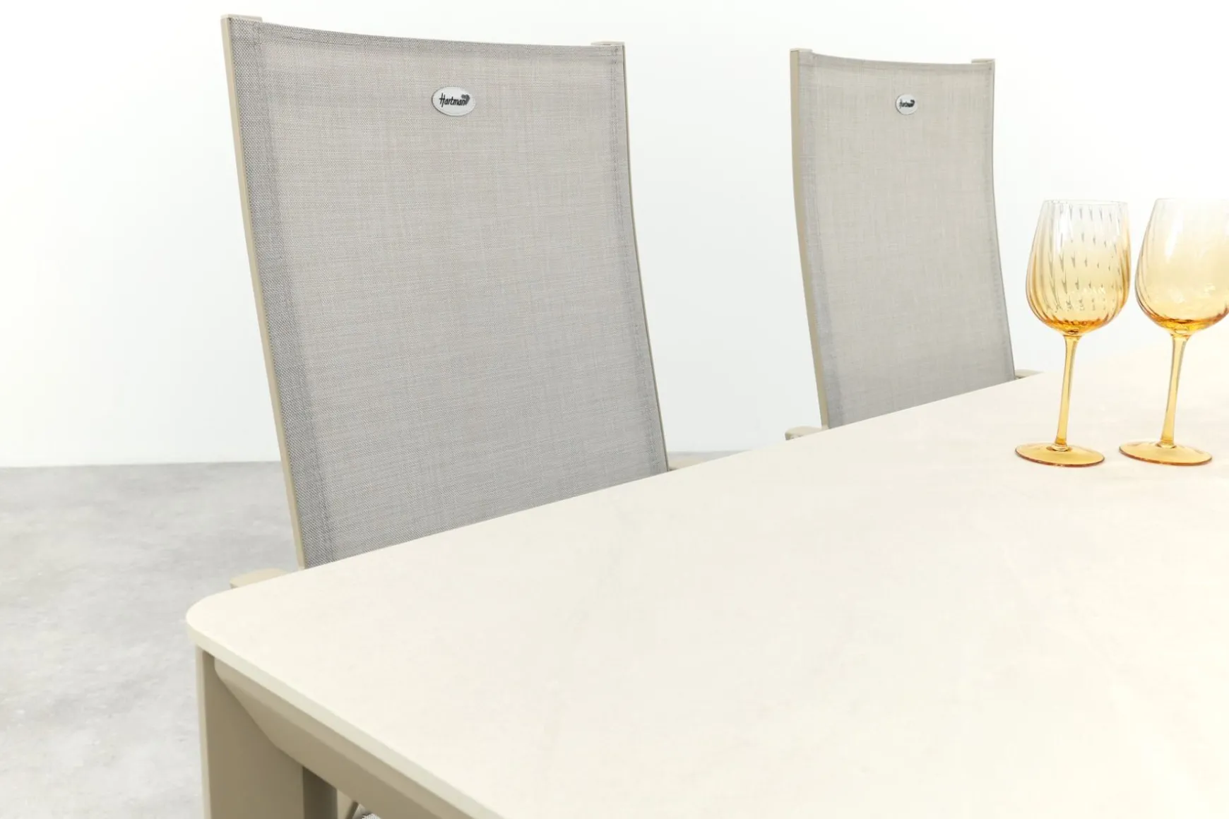 Hartman Napoli/Kyra verstelbare tuinset voor 4 personen 180x90 cm. - Latte