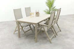 Hartman Napoli/Kyra verstelbare tuinset voor 4 personen 180x90 cm. - Latte