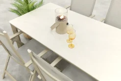 Hartman Napoli/Kyra verstelbare tuinset voor 4 personen 180x90 cm. - Latte