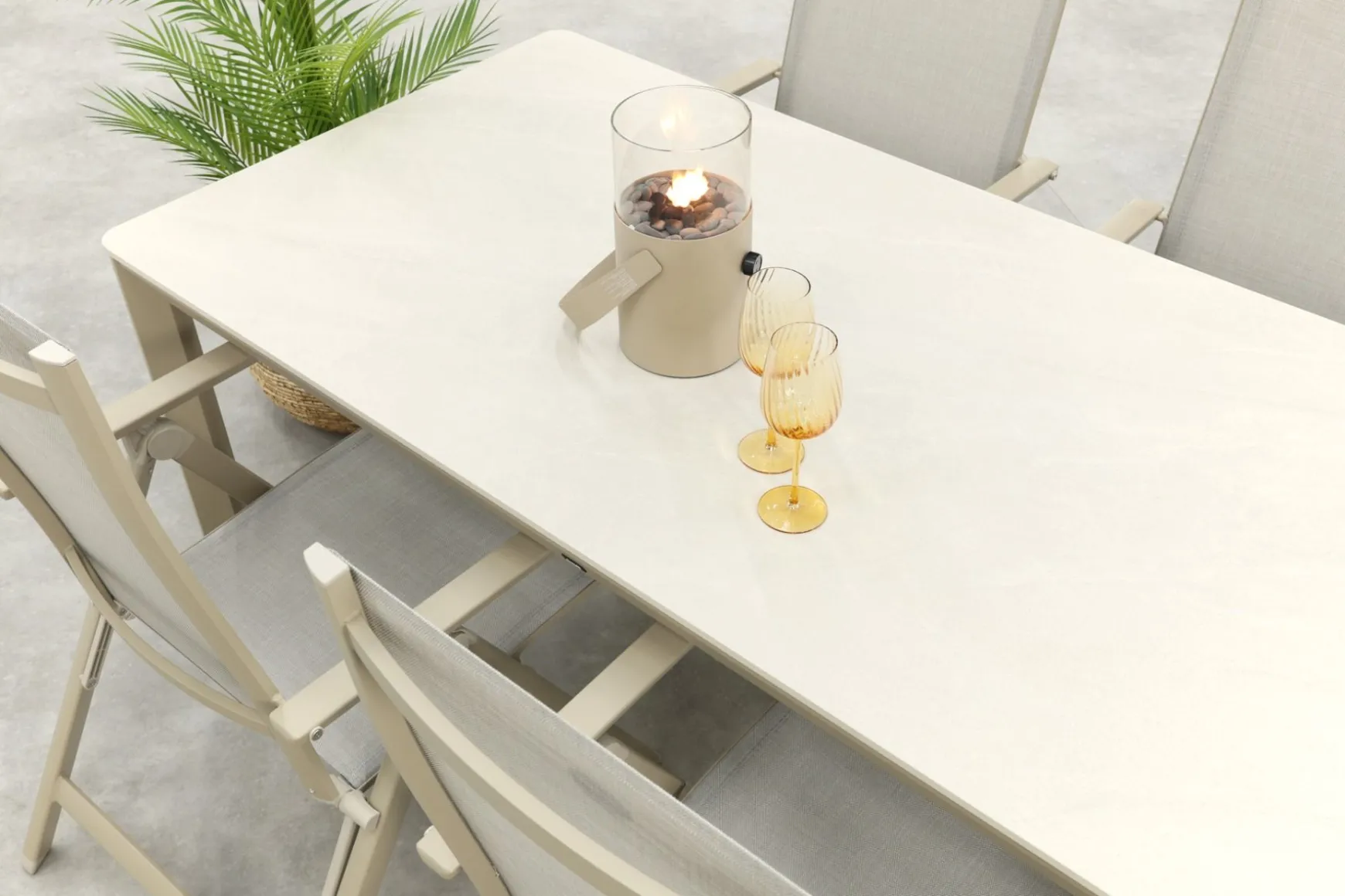 Hartman Napoli/Kyra verstelbare tuinset voor 4 personen 180x90 cm. - Latte