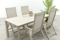 Hartman Napoli/Kyra verstelbare tuinset voor 4 personen 180x90 cm. - Latte