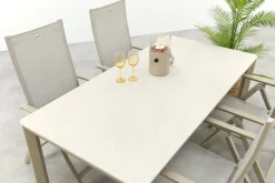 Hartman Napoli/Kyra verstelbare tuinset voor 4 personen 180x90 cm. - Latte