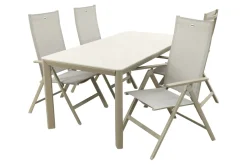 Hartman Napoli/Kyra verstelbare tuinset voor 4 personen 180x90 cm. - Latte