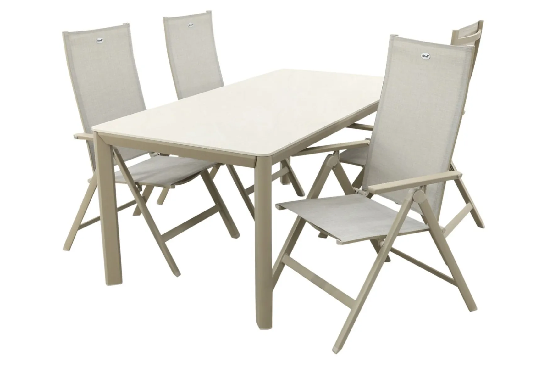 Hartman Napoli/Kyra verstelbare tuinset voor 4 personen 180x90 cm. - Latte